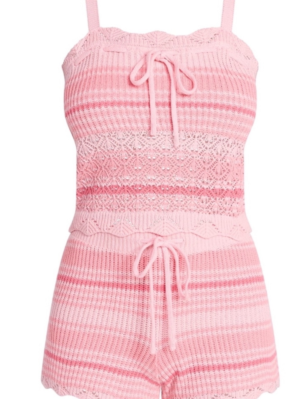 No Boundaries Pink Crochet Knit Cami & Shorts Set